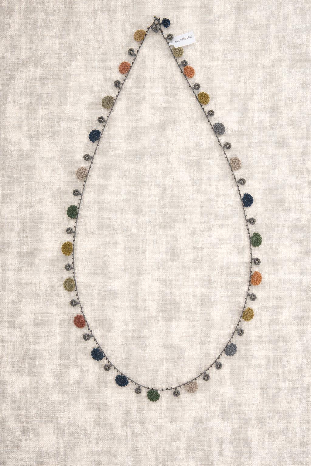 Necklace crochet medium colorful fans Gray