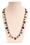 Necklace crochet medium colorful 2 circles Burgundy