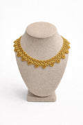 Necklace crochet short circles & leaves Gold