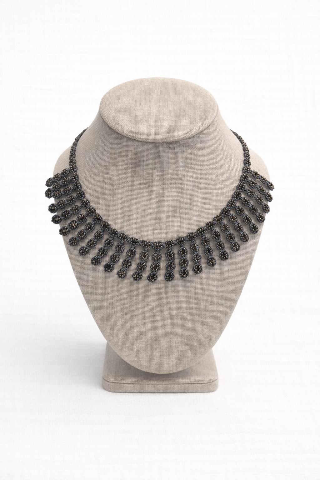 Necklace crochet short 3 circles Light Blue