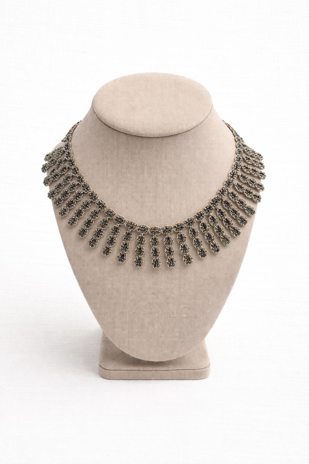 Necklace crochet short 3 circles Green