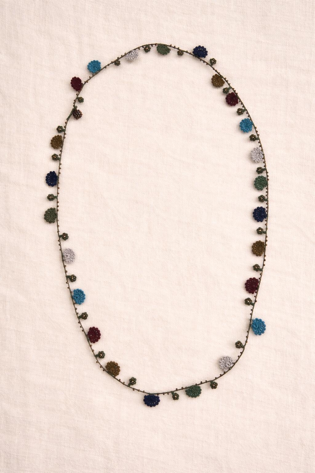 Necklace crochet medium colorful fans Green