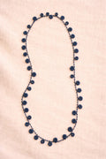 Necklace crochet long shinny circles Dark Blue