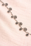 Necklace crochet long shinny circles Beige