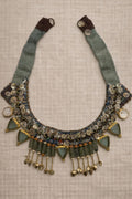 Handcrafted necklace featuring coral, mother of pearl and gold-plated accents.
