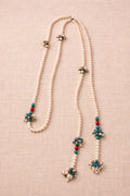 Necklace pearls and crochet extralong Coral Turquoise