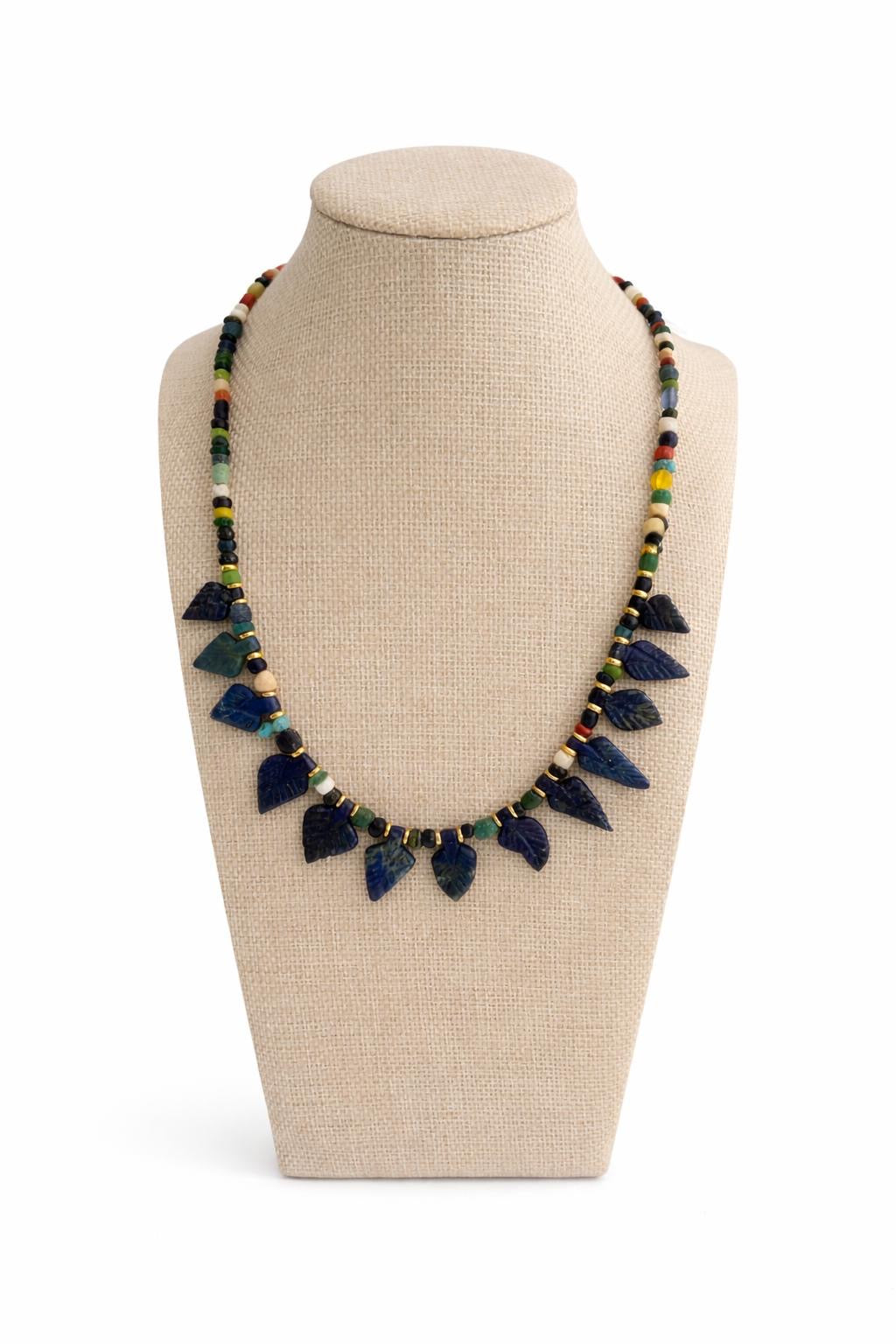 Necklace crafted with blue lapis lazuli semi-precious stones