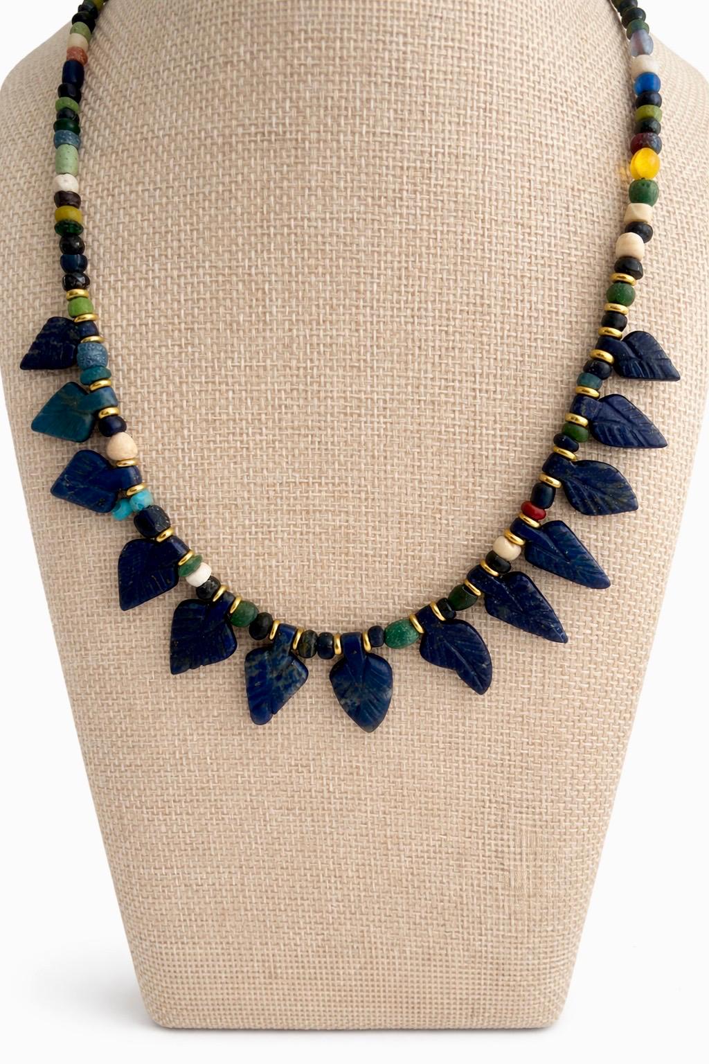 Necklace crafted with blue lapis lazuli semi-precious stones