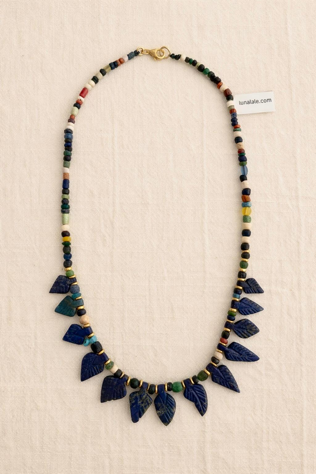 Necklace crafted with blue lapis lazuli semi-precious stones